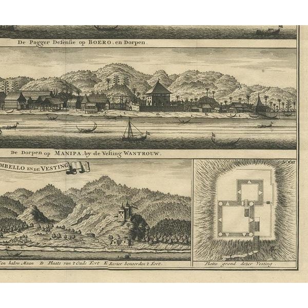 F. Valentijn, Illustration of the Trading Posts of Ambon, 1726, Print For Sale - Image 4 of 5