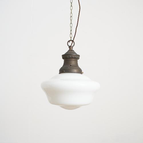 Vintage Opaline Glass Pendant Light, 1920s For Sale - Image 4 of 9