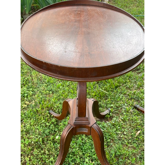 1970s Vintage Pair Wooden Harp Style Tea Tables For Sale In Charlotte - Image 6 of 9
