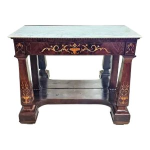 1830s Charles X Satinwood Marquetry Mahogany Mirrored Pier Table
