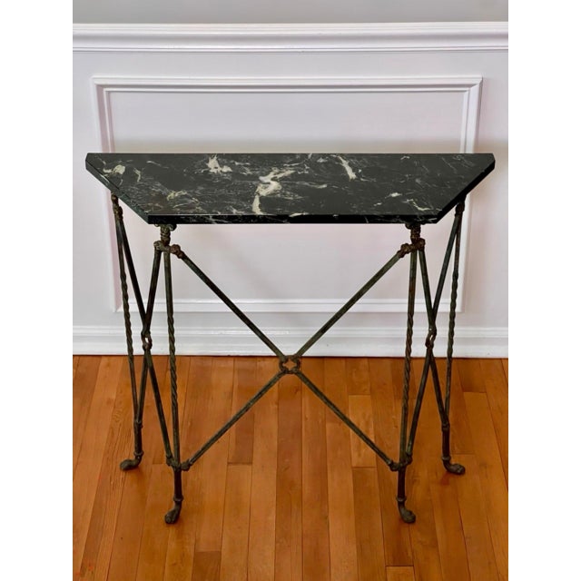 1920s 1920s Oscar Bach Attributed Iron Console and Beveled Mirror Set With Marble Top For Sale - Image 5 of 17