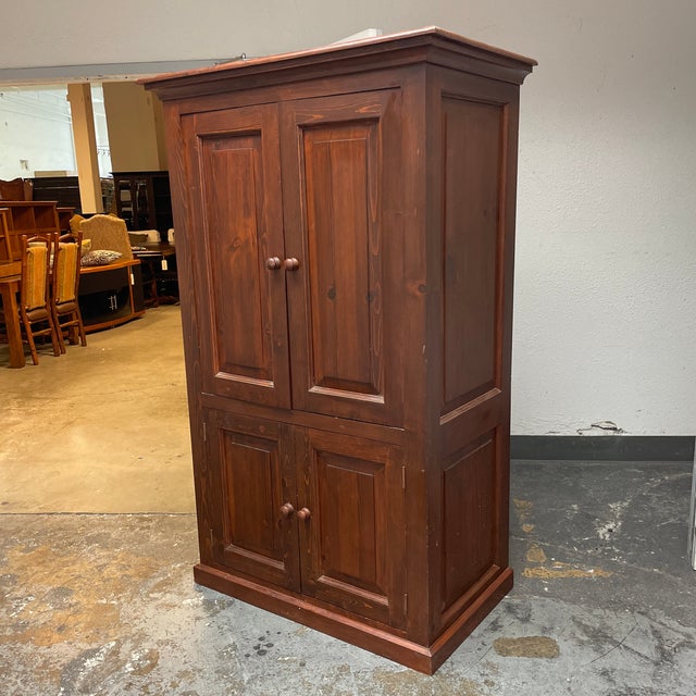 Rustic Style Pottery Barn Pine + Rosewood Stain Clothing Armoire Chairish