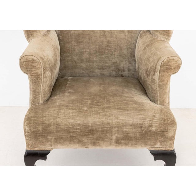 Wood George III Style Upholstered Wingback Armchairs, 2 For Sale - Image 7 of 9