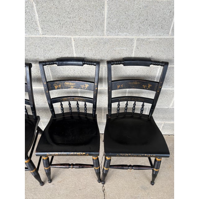 Mid 20th Century Nichols & Stone Black Harvest Inn Style Side Chairs - Set of 6 For Sale - Image 5 of 16