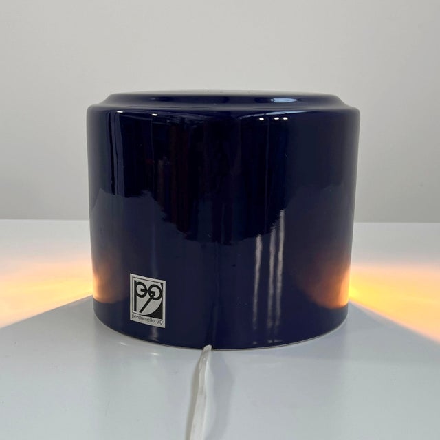 Mid-Century Modern Night Blue Stacking Ceramic Table Lamp from Perdomello, Italy, 1970s For Sale - Image 3 of 10