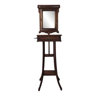 Late 19th Century Antique Victorian Shaving Stand With Mirror For Sale