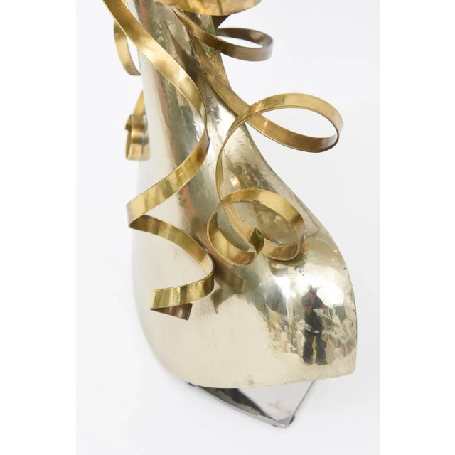 Karl Hagenauer Vintage Signed Karl Schmidt Brass and Hammered Alpaca Silver Sculpture, Austria, 1980's For Sale - Image 4 of 12