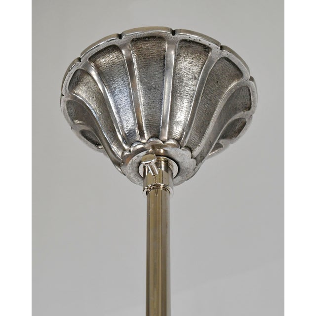 Metal Leune French Art Deco Acid-Etched Globe Pendant Chandelier - 1930s For Sale - Image 7 of 16