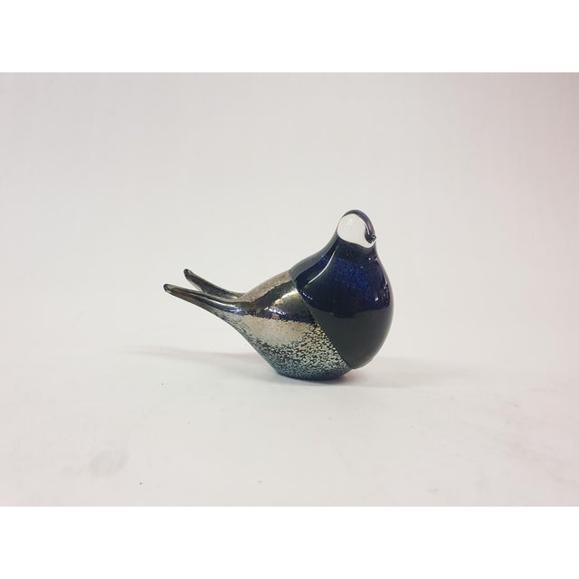 Hand blown blue glass bird by Art Glass Team, Finland This piece has an attribution mark, I am sure that it is completely...