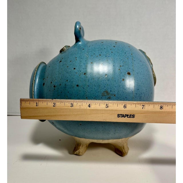 Blue Vintage Smith Studio Art Pottery Blue Ceramic Piggy Bank For Sale - Image 8 of 10