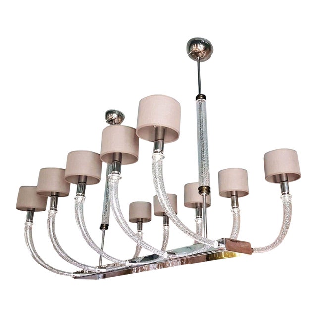 1970s Mid Century Modern Large Murano Glass Seguso Chandelier For Sale