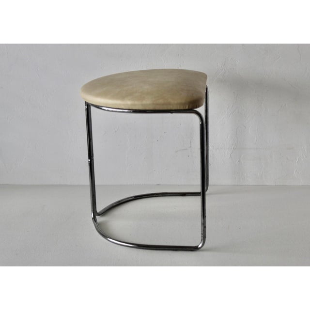 1960s Gian Franco Legler Style Bauhaus Chromed Tubular Vinyl Seat Cantilevered Stool For Sale - Image 10 of 13