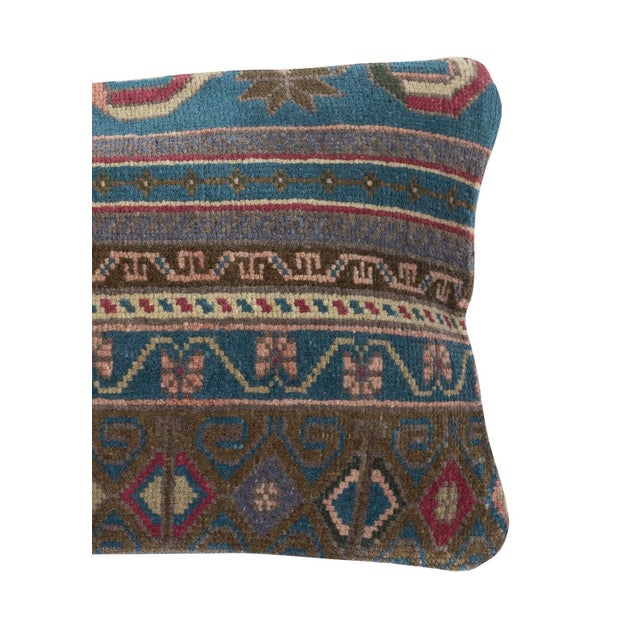 Traditional 13"x20" Handmade Turkish Wool Rug Cushion Cover. Vintage Toss Pillow Cover For Sale - Image 3 of 4