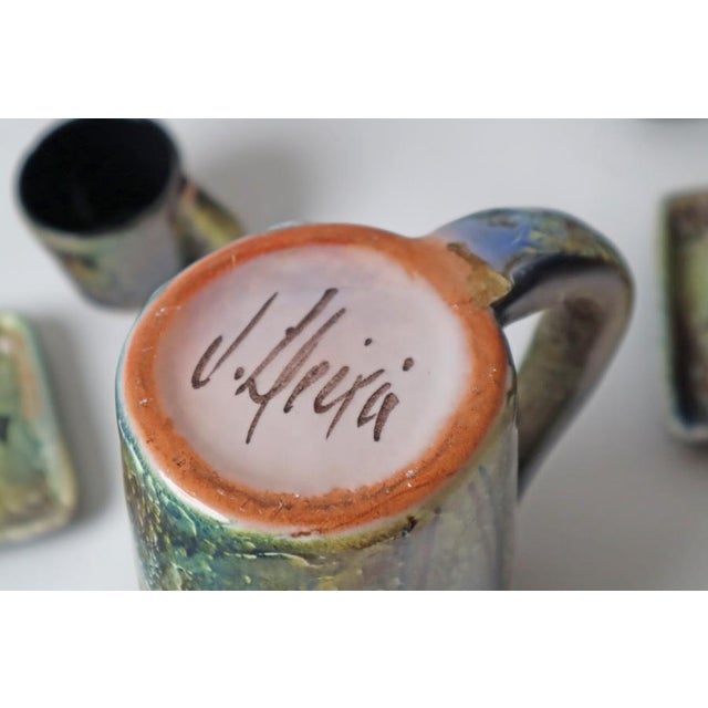 Espresso Service with Stone Age Painting for 6 from Lascaux, France 1960s, Set of 15 For Sale - Image 11 of 12
