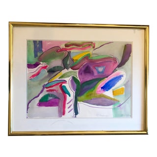 Vintage Pink and Purple Abstract, Signed and Framed For Sale