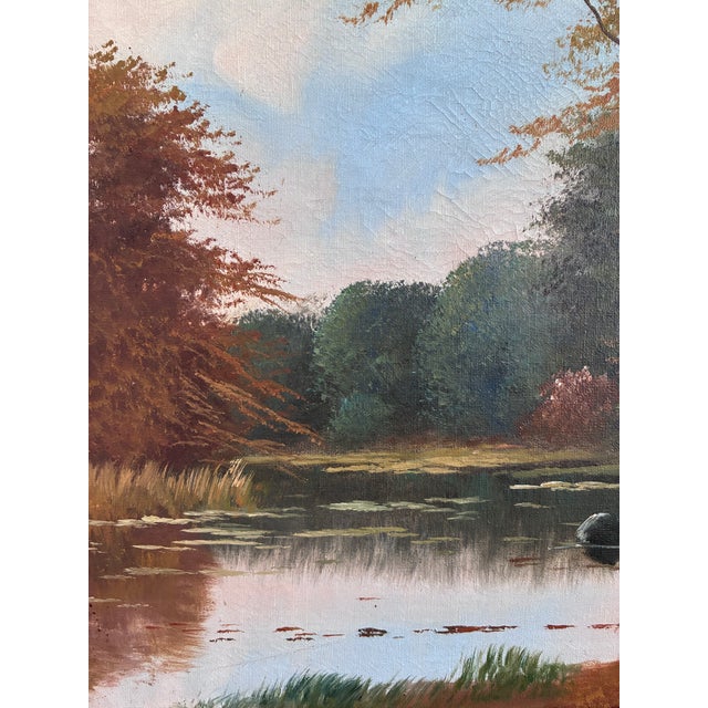 Vintage Original Landscape Oil Painting, Signed Farmhouse Art For Sale - Image 11 of 18