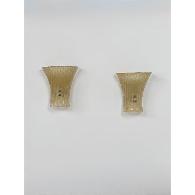 Vintage Wall Sconces in Pressed Molded Murano Glass, Italy, 1980, Set of 2 For Sale - Image 3 of 9