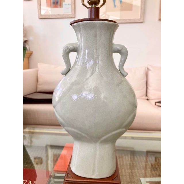 1970s Celedon Ceramic Asian Table Lamps - a Pair For Sale - Image 5 of 12