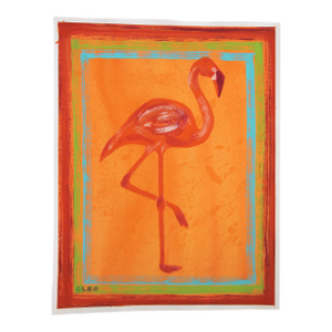 Flamingo Bird Minimalsim Pop Art Americana Art Deco Orange Original Painting Cleo Plowden