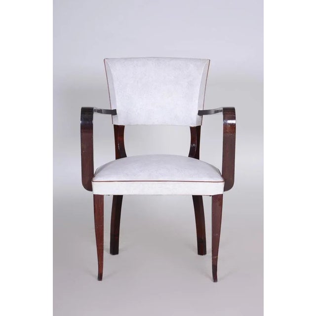 Brown Art Deco White Armchair in Artificial Leather & Beech, France, 1930s For Sale - Image 8 of 9