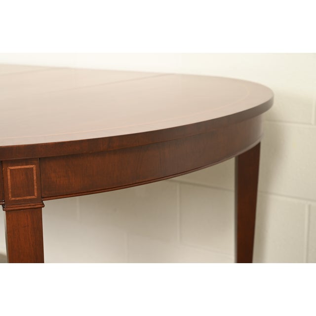 Kindel Furniture Federal Inlaid Mahogany Extension Dining Table, Newly Refinished For Sale - Image 11 of 15
