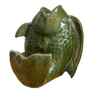 Vintage Sculptural Fish Ceramic Floor Vase For Sale
