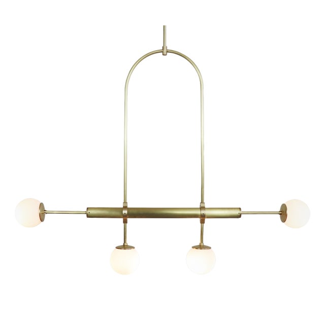 Brass Pendant Chandelier in Satin Brass by Naama Hofman for Naama Hofman Light Objects For Sale