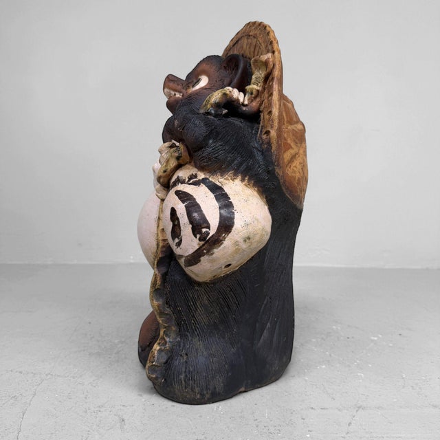 Large Shōwa Decorative Tanuki Raccoon Dog Shigaraki Earthenware, Japan, 1970s For Sale - Image 6 of 11