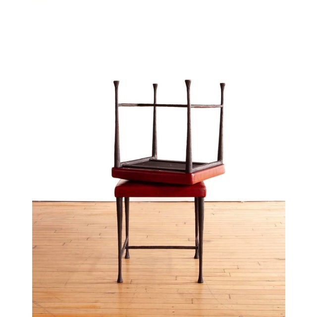 2010s Pair of Christian Liaigre "Sudd" Stools, Red Leather For Sale - Image 5 of 6