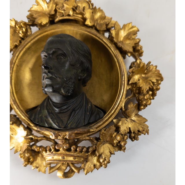 19th Century English Portrait Bronze Bust of Albert Prince Consort in Giltwood Frame For Sale - Image 10 of 18