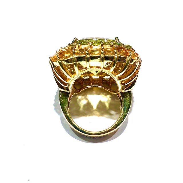 Bochic "Orient" Lemon Quartz, Topaz & Peridot Cocktail Ring Set 18K Gold&Silver For Sale In New York - Image 6 of 18