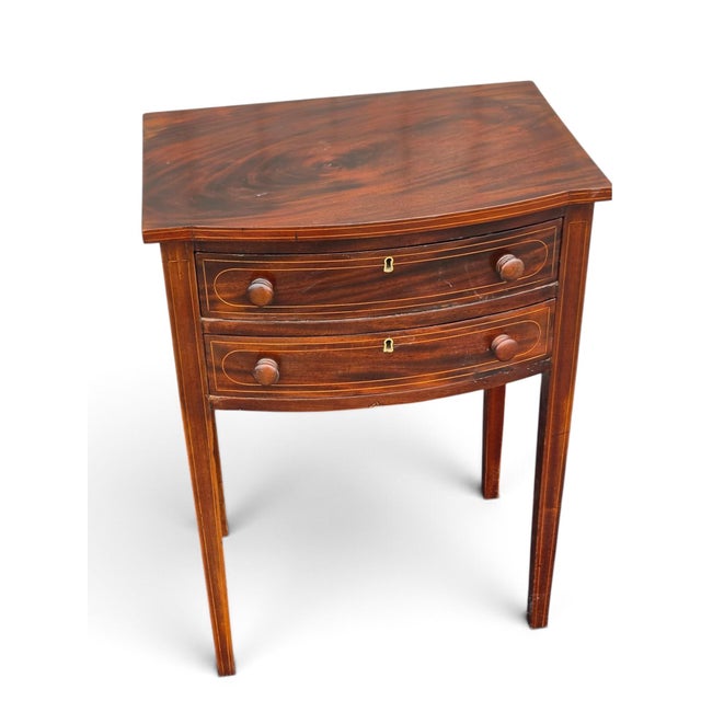 19th Century English Sheraton Mahogany Stencil Inlay Nightstand. For Sale In Philadelphia - Image 6 of 9