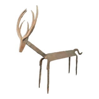 Artisan Hand Forged Wrought Iron Deer Sculpture For Sale