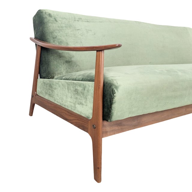 Olive Mid-Century Modern Three-Seater Sofa in Teak For Sale - Image 8 of 12