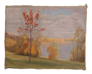 René Martin, Paysage d'automne et vue sur le lac, 1930, Oil on Canvas