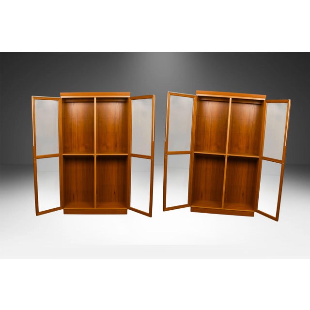 Brown Pair Danish Mid Century Teak Display Cabinet by Skovby For Sale - Image 8 of 16