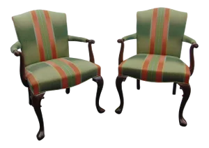 Hickory Chair Co Queen Anne Cherry Lounge Chairs - a Pair