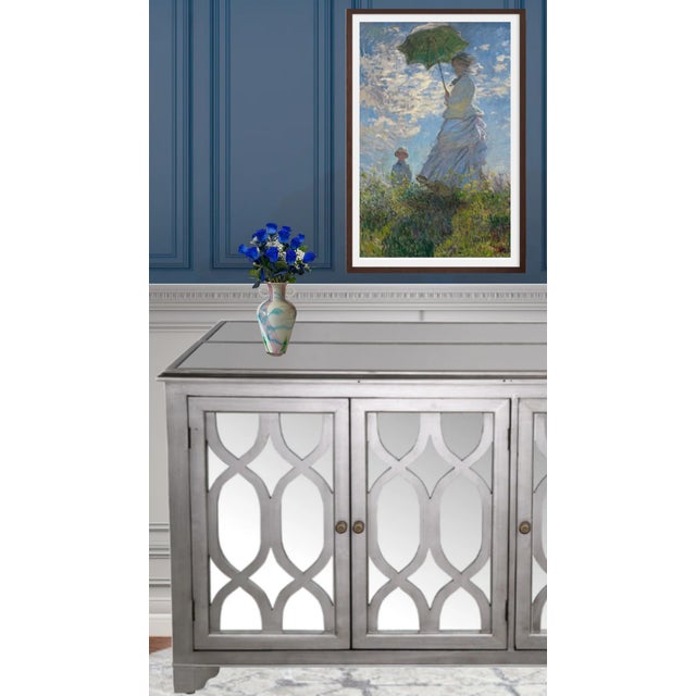 Murano Art Glass Pink White Blue Abstract Loop Handled Vase For Sale - Image 4 of 12