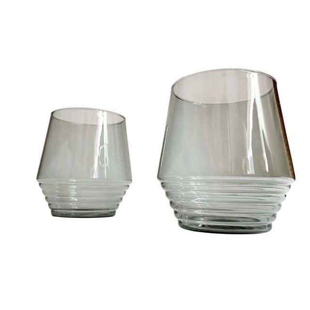 1990s Smoke Art Deco Cocktail Glasses by Viski - Transparent Grey For Sale In New York - Image 6 of 6