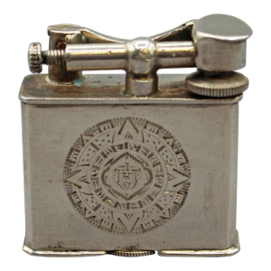 C. 1940s-50s Sterling Silver Lighter Engraved With an Aztec Calendar