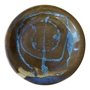 Late 20th Century Vintage Glazed Studio Pottery Plate Signed Dated