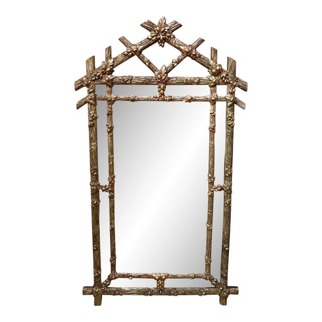 Vintage Large Gilt Wood Mirror With Oak Leaf & Acorn Motif For Sale