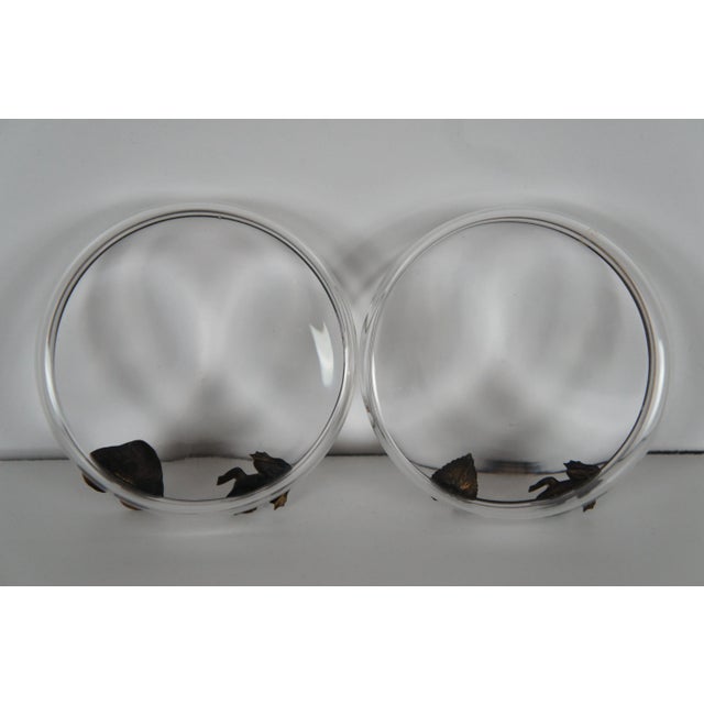 Metal Mid Century Artisian Glass Ashtrays - Set of 2 For Sale - Image 7 of 10
