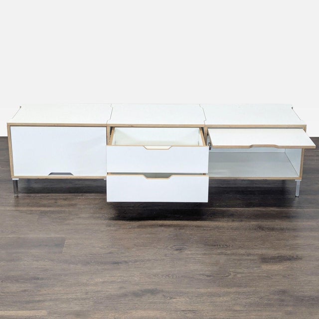 Mid-Century Modern Scandinavian Designs White Cabinet With Storage For Sale - Image 3 of 9