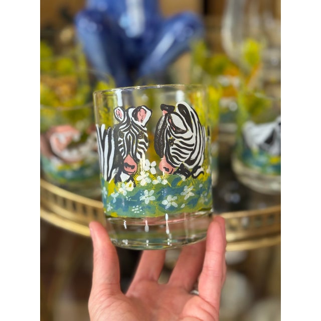 Orange Mid Century Handpainted Dorothy Thorpe Safari or Jungle Rocks Glasses- Set of Six For Sale - Image 8 of 10