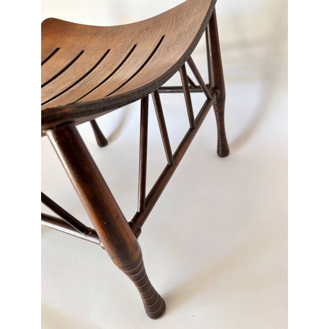 Victorian Egyptian Revival Thebes Stool, Liberty & Co Attributed Circa 1920s For Sale - Image 3 of 18