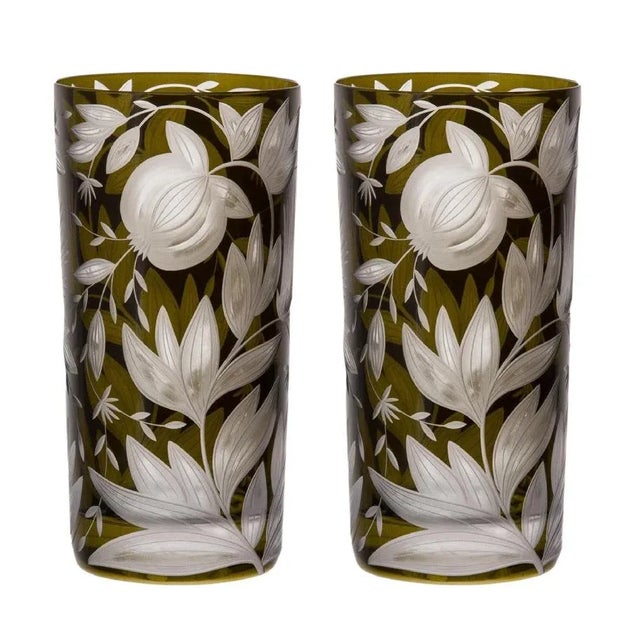 Traditional Verdure Highball Glasses Moss - a Pair For Sale - Image 3 of 3