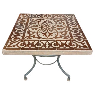Moroccan Brown/Natural Mosaic 20" Square Table For Sale
