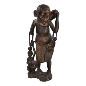 Antique African Folk Art 21' Statue Hand Carved Wood Sculpture