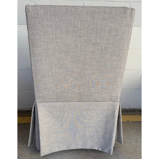 Timeless Transitional Gray Linen Lea Parsons Chair, casters, showroom floor sample
